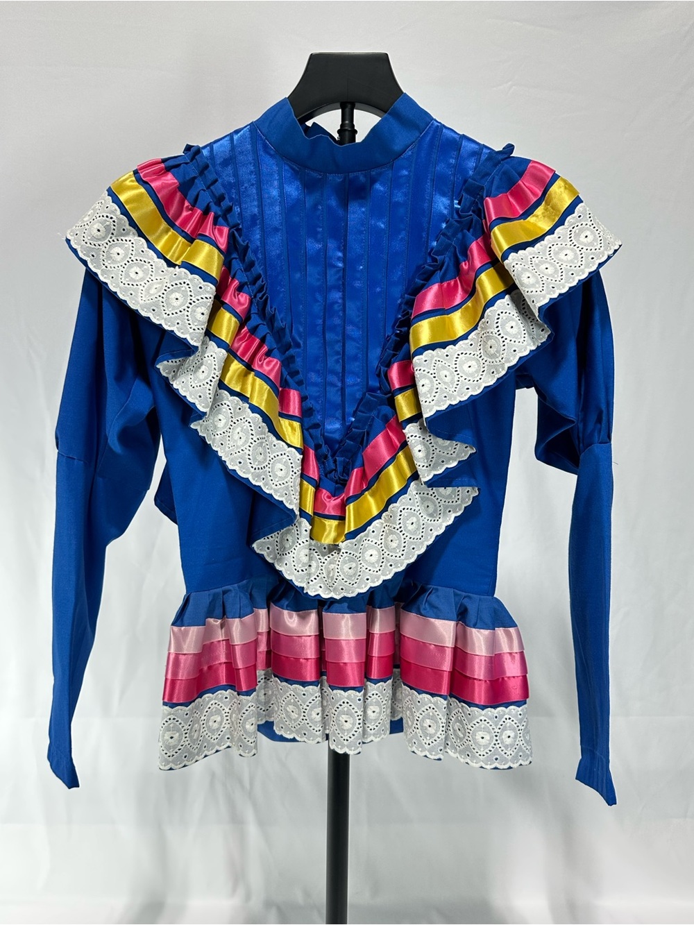 #203 Blue Jalisco folk dance dress with a sun skirt, size small - Picture 6 of 9